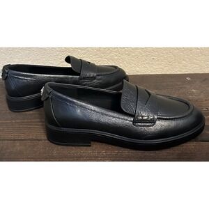 Classic Black Leather Penny Loafers - Women